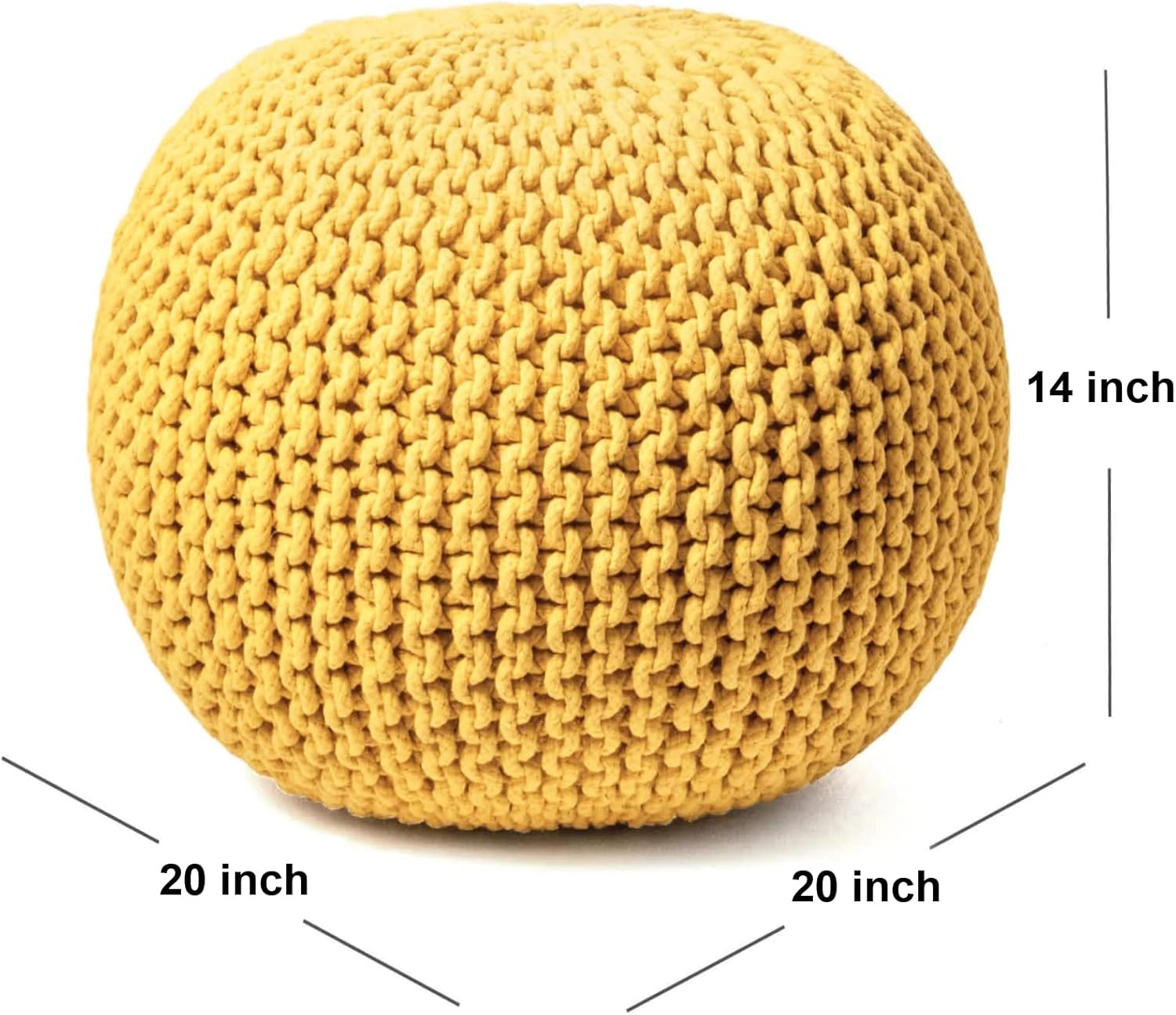 Round Pouf Ottoman – Hand-Knitted 100% Cotton Pouf, Foot Stool & Knitted Bean Bag - Image 3