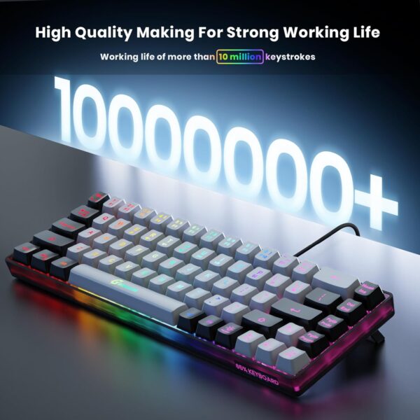 65% Wired Gaming Keyboard – Ultra-Compact 68-Key Membrane, Backlit, Anti-Ghosting, No-Key-Conflict Design - Image 3