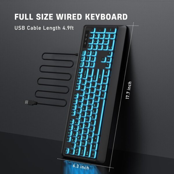 Wired USB LED Keyboard – 7-Color Backlight, Plug-and-Play, Waterproof Design - Image 3
