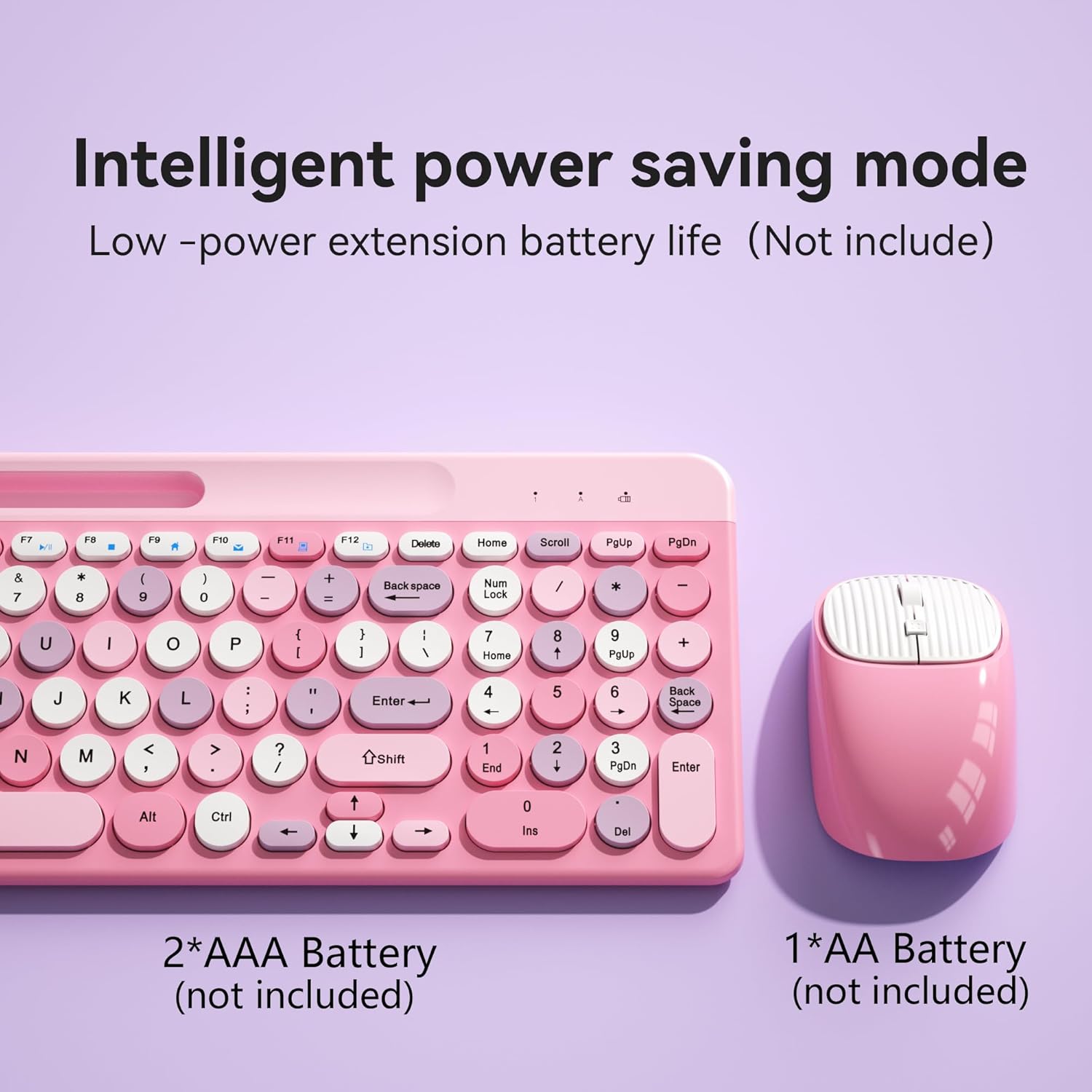 Retro Wireless Keyboard – Full-Size 2.4GHz USB, Round Keycaps, Cute and Stylish Design - Image 3
