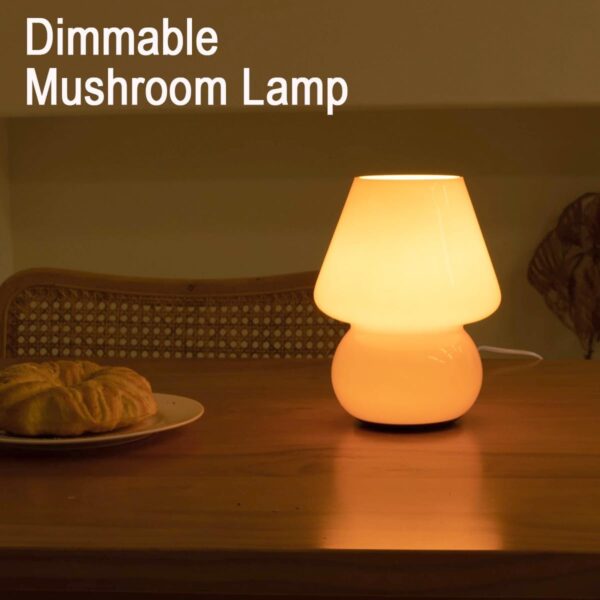 Retro Mushroom Table Lamp – Orange Warm Light, Dimmable Cozy Accent Lamp for Desk or Nightstand - Image 3