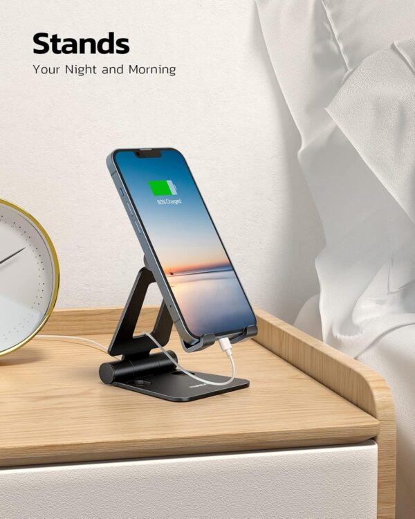 Dual Folding Cell Phone Stand – Fully Adjustable, Foldable Desktop Phone Holder - Image 3