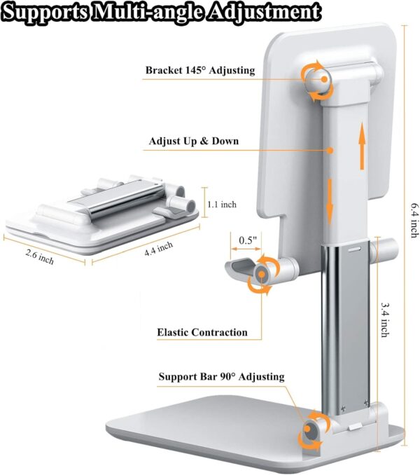 2-Pack Adjustable Phone Stands – Height & Angle Adjustable Desk Holders - Image 3