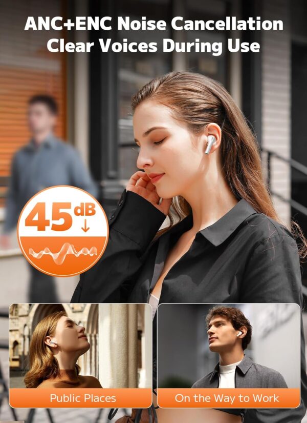 Wireless Bluetooth 5.4 Earbuds – Touch-Controlled ANC/ENC Noise-Cancelling Headphones - Image 3