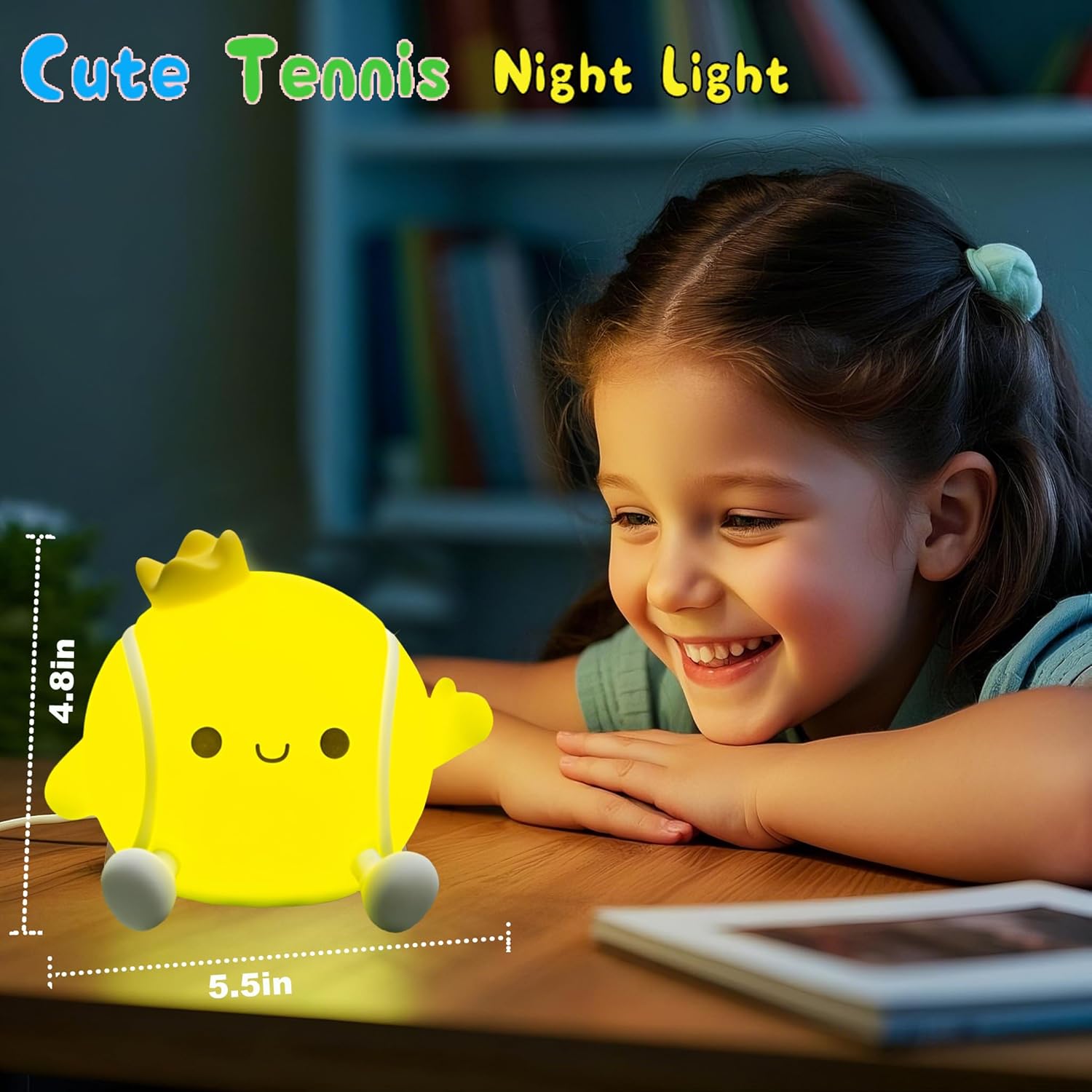 LED Tennis Ball Night Light – Squishy Novelty Lamp with 2-Level Dimming - Image 2