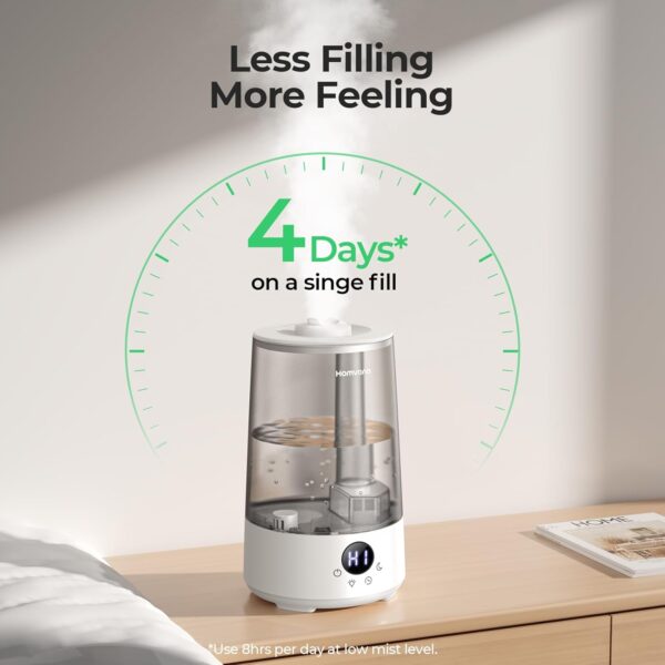 3.6L Bedroom Humidifier – Cool Mist, Top-Fill, 34H Runtime, Ultra-Quiet 23dB - Image 2