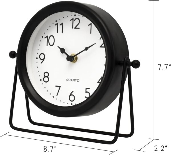 Vintage Black Table Clock with Stand – Decorative Desk & Shelf Accent Timepiece - Image 2