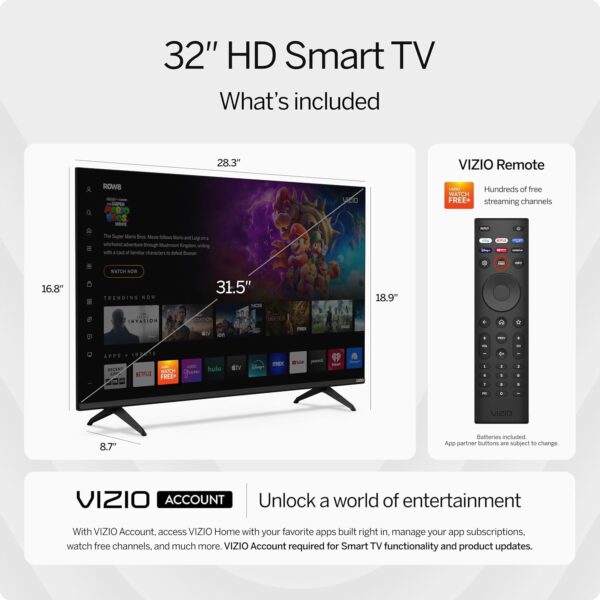32-Inch HD Smart LED TV – 720p Display with Alexa Compatibility, Google Cast, and Bluetooth Headphone Support (VHD32M-08) - Image 2