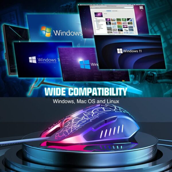 Wired Gaming Mouse – Ergonomic RGB Backlit Optical Mouse for PC & Laptop, 4 Adjustable DPI Up to 3600 - Image 2