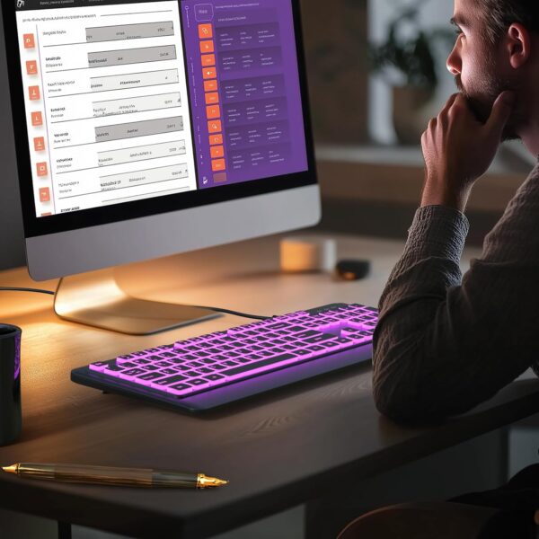 Wired USB LED Keyboard – 7-Color Backlight, Plug-and-Play, Waterproof Design - Image 2