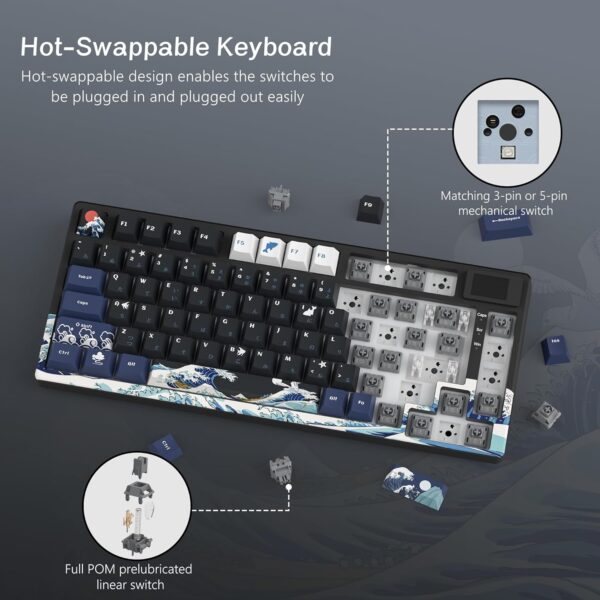 S-K80 75% Mechanical Gaming Keyboard – Color Multimedia Display, Compact 75% Layout - Image 2