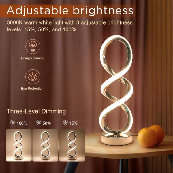 Modern Spiral Table Lamp – Touch Dimmable RGB Bedside Lamp with 7 Colors, 10 Light Modes, Spiral Design - Image 2
