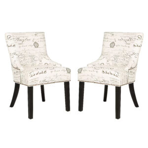 Modern Cotton Upholstered Dining Side Chairs with Wood Frame (2-Pack)