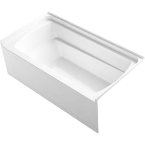 32" x 60" White Fiberglass/Plastic Composite Alcove Soaking Bathtub, Right Drain