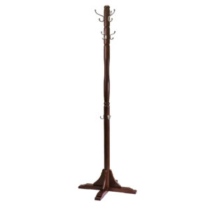 8-Hook Freestanding Coat Rack – Modern Entryway Hall Tree in Cappuccino Finish