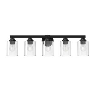 Matte Black 31.63-Inch 5-Light Wall-Mounted Bathroom Vanity Fixture
