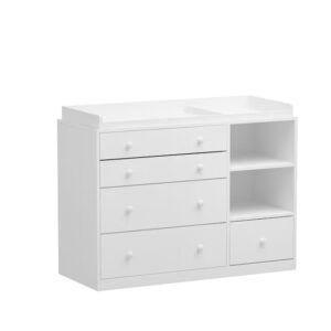 Wide 5-Drawer Bedroom Chest in Sleek White Finish