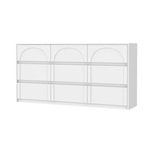 Modern White 9-Drawer Double Dresser – 63" Wide Bedroom Chest