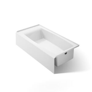 30.25" x 60" White Acrylic Rectangle Alcove Soaking Bathtub, Right Drain