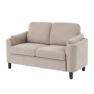 59-Inch Beige Fabric Loveseat for Small Space Living Rooms