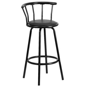 30-Inch Black Upholstered Swivel Metal Bar Height Stool