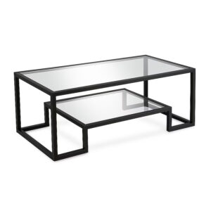 Modern Glass Coffee Table, Blackened Bronze, 45"W