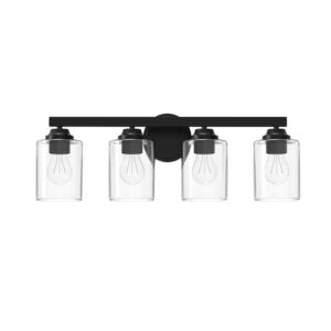 Matte Black 24.5-Inch 4-Light Wall-Mount Vanity Fixture