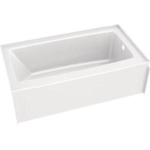 33.5" x 59.88" High-Gloss White Polystyrene Alcove Soaking Bathtub, Right Drain