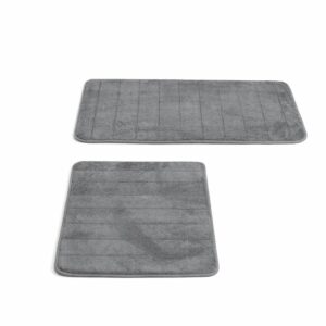 2-Piece Silver Gray Memory Foam Bathroom Rug Set