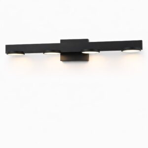 4-Light Bathroom Vanity Light, 30-Inch, Matte Black LED Design