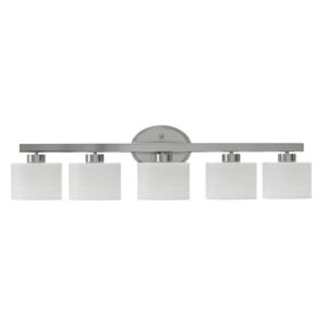 Brushed Nickel 37.5-Inch 5-Light Wall-Mount Transitional Vanity Fixture