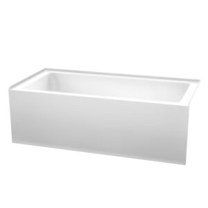 32" x 66" White Acrylic Rectangle Alcove Soaking Bathtub with Matte Black Trim, Right Drain