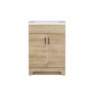 24" Sandstone Single Sink Bathroom Vanity with Marble Top