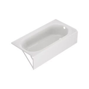 30" x 60" White Porcelain Enameled Steel Rectangle Alcove Soaking Bathtub, Right Drain