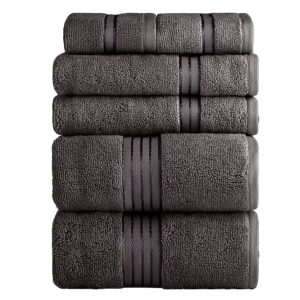 6-Piece Charcoal Gray Cotton Bathroom Towel Set