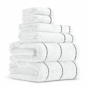 Seafoam and Black 6PC Cotton Towels, Lightweight & Absorbent