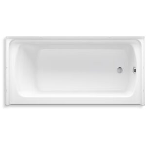 30" x 60" White Polyresin & Fiberglass Alcove Soaking Bathtub, Right Drain