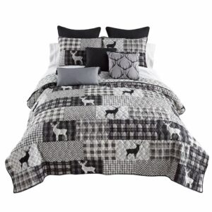 3-Piece Queen Polyester Quilt Set with Reversible Shams