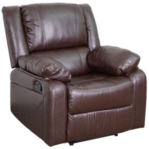 Classic Brown Synthetic Leather Stationary Club Chair