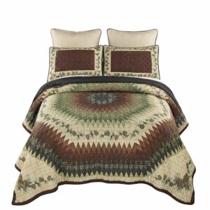3-Piece Queen Polyester Quilt Set with Matching Standard Shams