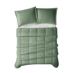 3-Piece Green Full/Queen Comforter Set with Matching Shams