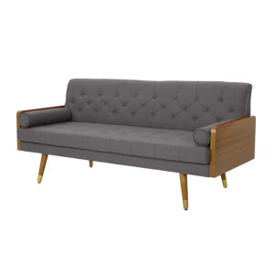 Retro-Inspired 3-Seater Living Room Sofa in Heather Gray