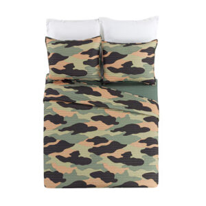 3-Piece Green Camouflage Full/Queen Comforter Set with Shams