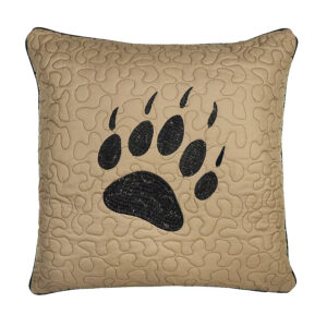 18-Inch Bear Theme Lodge Style Throw Pillow – Plaid and Paw Design