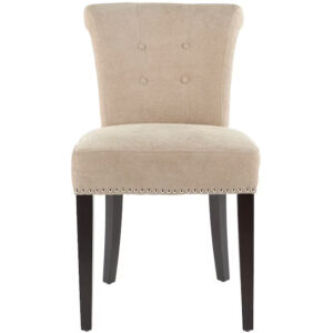 Modern Cotton Upholstered Side Chairs with Wood Frame – Set of 2