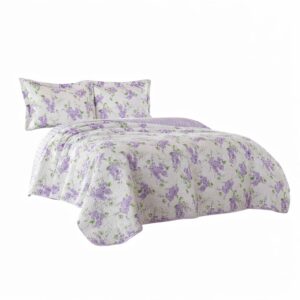 2-Piece Lilac Twin Quilt Set with Floral Spring Design