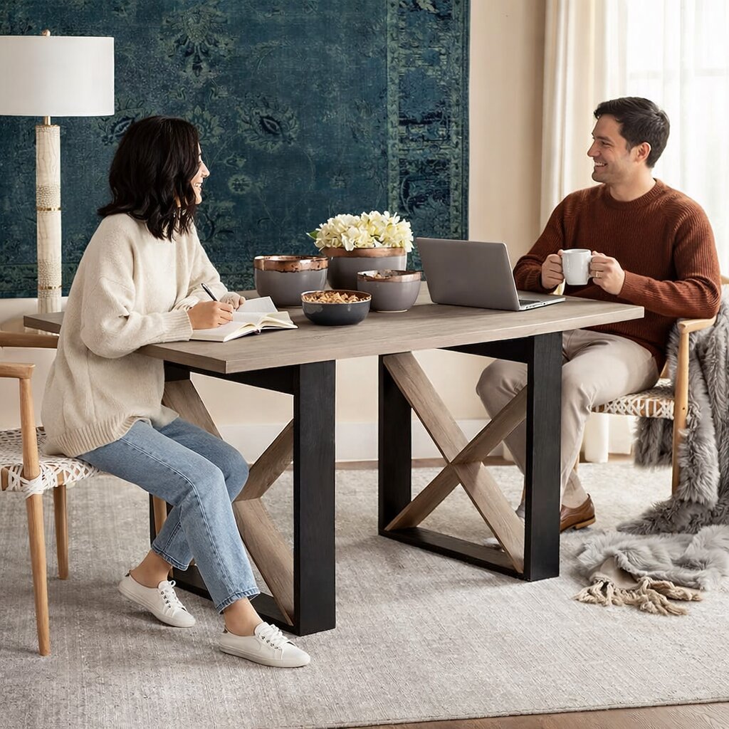 Monty Contemporary Brown Wood Dining Table, 31.5" - Image 3