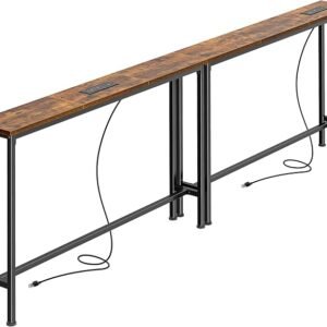 78.8" Narrow Console Table with Outlet Rustic Brown