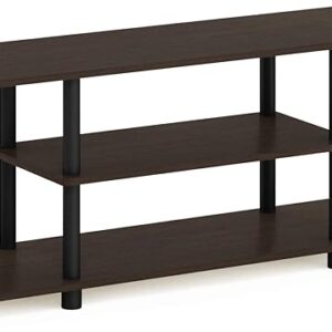 Turn-N-Tube 3-Tier TV Stand for TVs Up to 50 Inch, No Tools Entertainment Center with Open Storage Shelves, Dark Brown & Black Media Console for Living Room & Bedroom