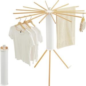 Foldable Portable Clothes Drying Rack with Tripod Base